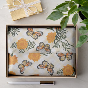 Papel De Seda 016 Marigold Monarca Mariposa Gingham