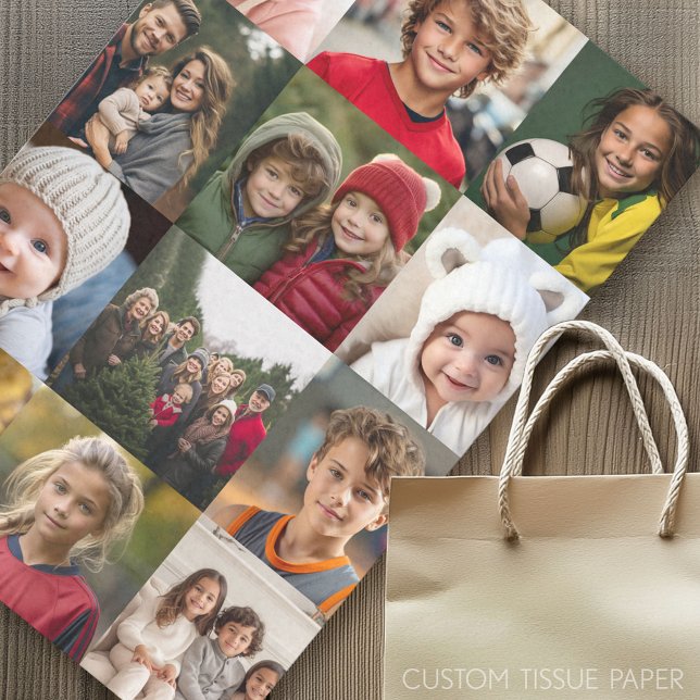 Papel De Seda 12 Collage de fotos - Cubrir toda la superficie de (Custom Photo Tissue Paper)