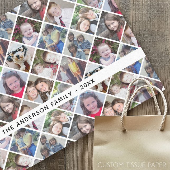 Papel De Seda 12 Collage de fotos en un Personalizado de patrón  (Custom Tissue Paper)