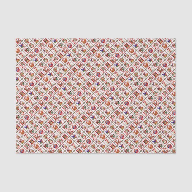 Papel De Seda 12 Días De Impresión De Los Navidades (Anverso)