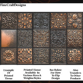 Papel De Seda 15 Baldosas Mixtas Estilo Relieve Marrón AA6 Decou