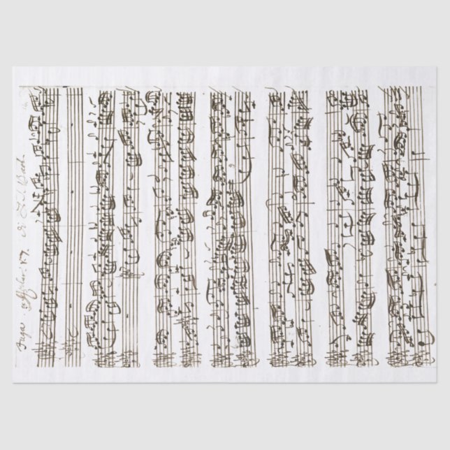 Papel De Seda 1700 Music Fugue Composition manuscrita con nota (Anverso)