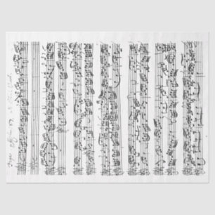 Papel De Seda 1700 Music Fugue Composition manuscrita con nota