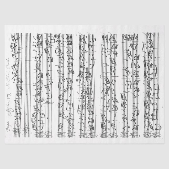 Papel De Seda 1700 Music Fugue Composition manuscrita con nota (Anverso)