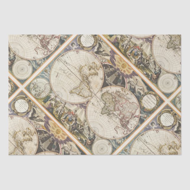 Papel De Seda 1702 Un nuevo mapa del mundo (Anverso)