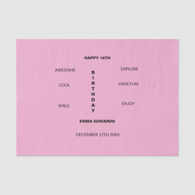 Papel De Seda 18.º cumpleaños lindo y asombroso (Anverso)