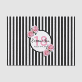 Papel De Seda 18 años rosas rosas rosas negras rayas blancas