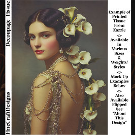 Papel De Seda 1920s Art Nouveau Woman & Lillies EZ7L Decoupage