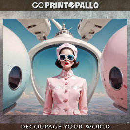 Papel De Seda 1950 retrofuturismo mujer emancipada de rosa