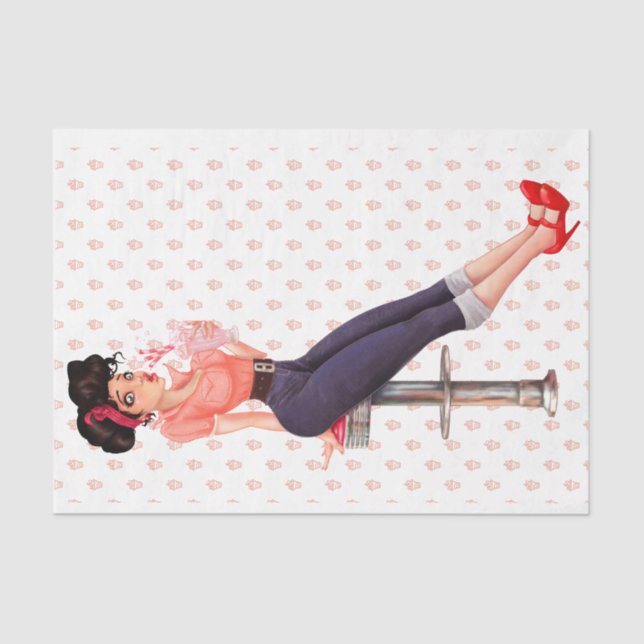 Papel De Seda 1950 Rockabilly Pinup Milkshake Maven Decoupage (Anverso)