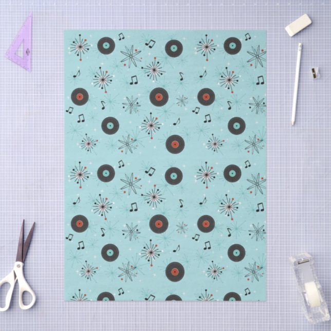 Papel De Seda 1950s Retro Music Records (Artesanía)