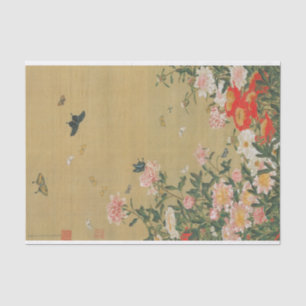 Papel De Seda 1. 芍 薬 群 蝶, 若 冲 Flor y mariposa, Jakuchu