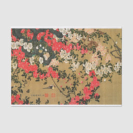 Papel De Seda 21. 薔 薇 小 禽 図, 若 Rosas 冲 y pequeños pájaros, Jakuc