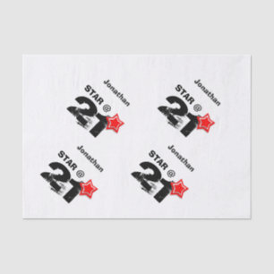 Papel De Seda 21ro Estrella ROJA acodada texto J21Z del Grunge