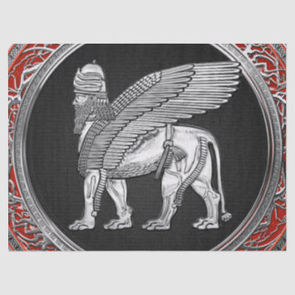 Papel De Seda [220] León alado asirio - Plata Lamassu