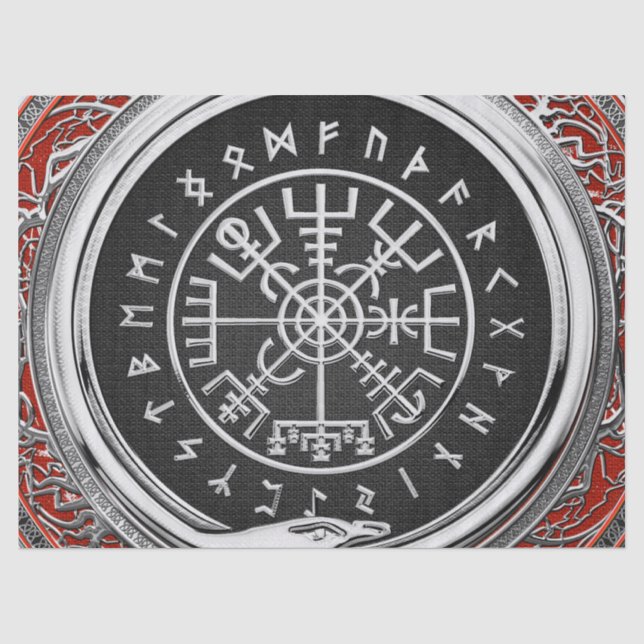 Papel De Seda [220] Vegvisir - Viking Silver Magic Runic Compass (Anverso)