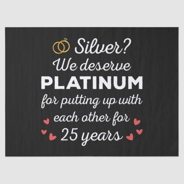 Papel De Seda 25 Aniversario Boda I - Pareja Graciosa de Plata (Anverso)