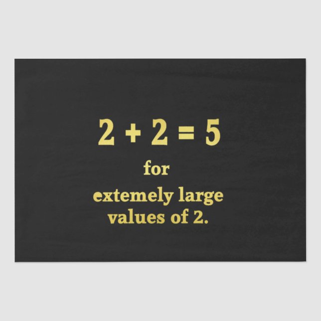 Papel De Seda 2 + 2 = 5  Chiste matemático divertido (Anverso)