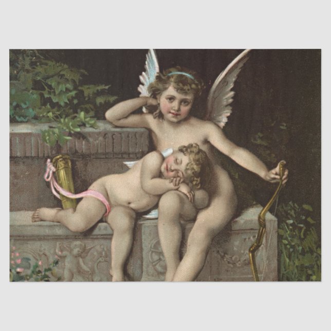 Papel De Seda 2 cupidos retro sentados también (Anverso)