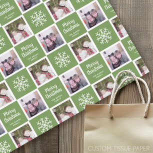 Papel De Seda 2 Foto con Verde - Navidades Alegres Copos de Niev