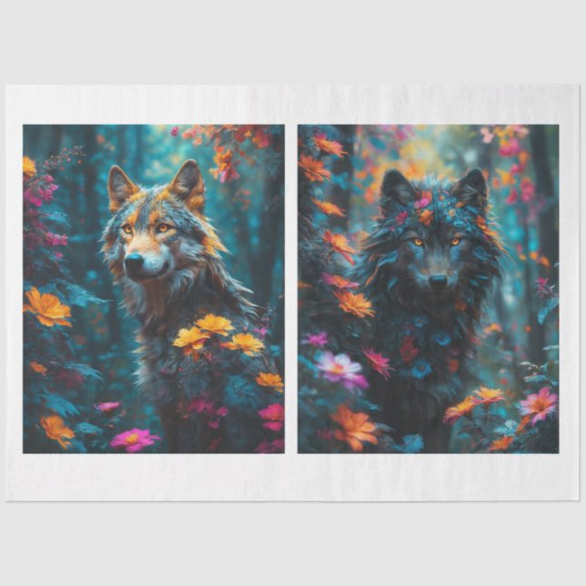 Papel De Seda 2 Lobos Hermosos  (Anverso)