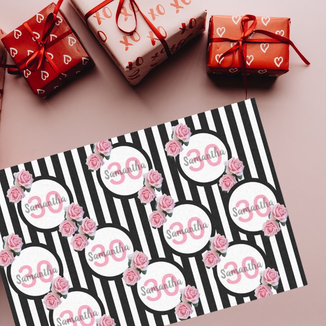 Papel De Seda 30 años rosas rosas rosas rosas negras rayas blanc (Subido por el creador)