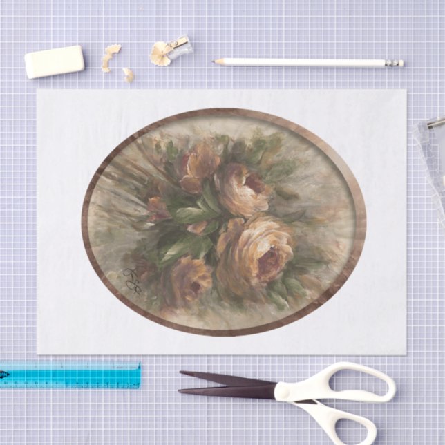 Papel De Seda 315 Rosas ovaladas (Artesanía)