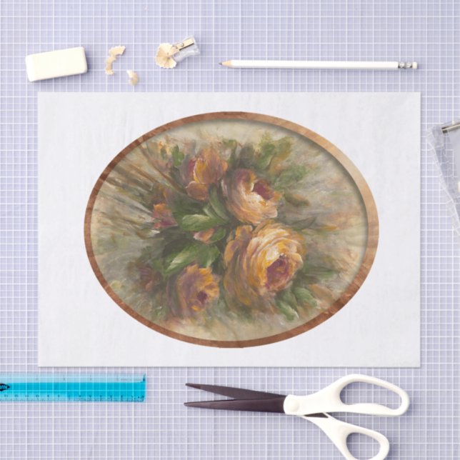 Papel De Seda 315 Rosas ovaladas (Artesanía)