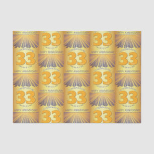 Papel De Seda 33 Año Tejido de aniversario de 12 pasos de Gold