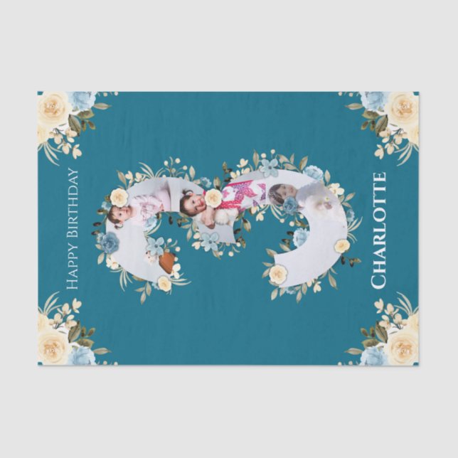 Papel De Seda 3.ᵉʳ Collage de fotos de cumpleaños flor amarilla  (Anverso)