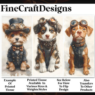 Papel De Seda 3 Cachorros de Steampunk Cubiertos, Grupo 1 Descon