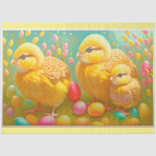 Papel De Seda 3 Colección De Gallinas Y Huevos De Pascua