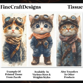 Papel De Seda 3 Gatos Lindos Gatitos Steampunk Juego DE4 Decoupa