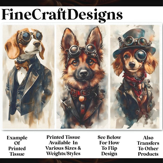 Papel De Seda 3 Perros Steampunk Adorables Grupo 3 CB6 Decoupage (Subido por el creador)