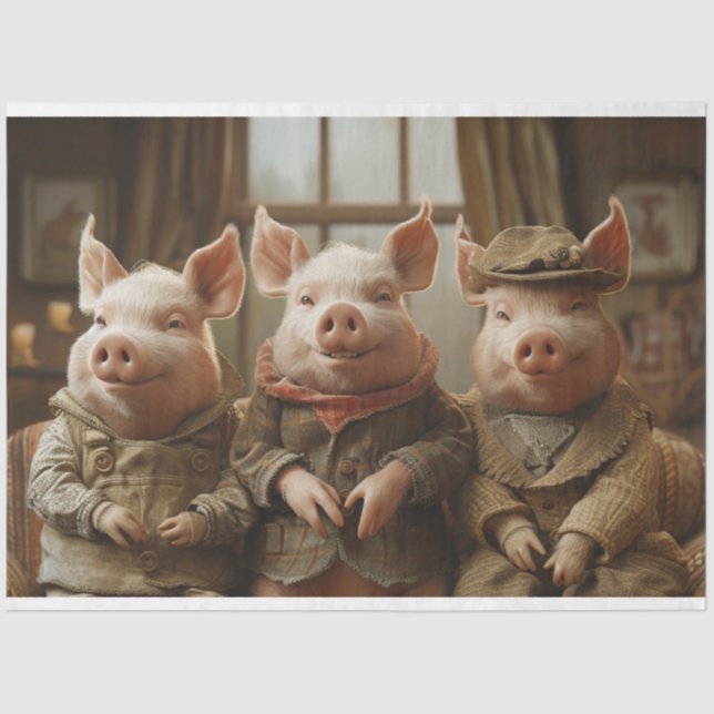 Papel De Seda 3 Pigs in Business Suites Decoupage (Anverso)