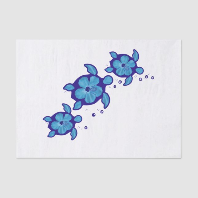 Papel De Seda 3 tortugas azules de Honu (Anverso)