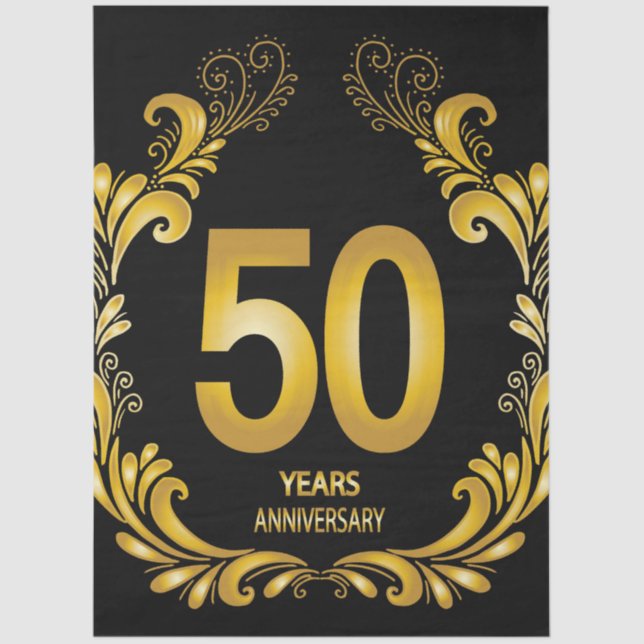 Papel De Seda 50 años de Purpurina de oro (Anverso)