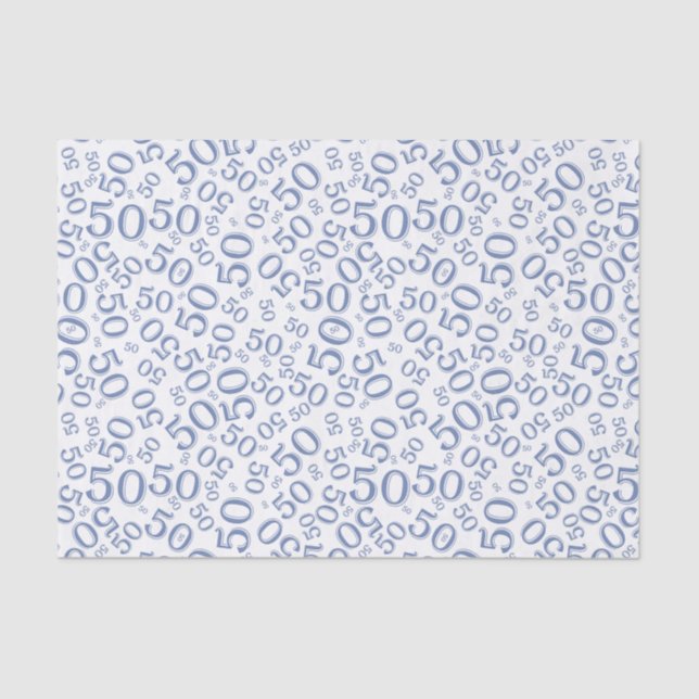 Papel De Seda 50.o Azul y blanco del modelo del número del (Anverso)