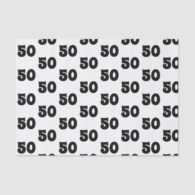 Papel De Seda 50.o Modelo blanco y negro del cumpleaños (Anverso)