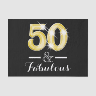 Papel De Seda 50 y cumpleaños negro fabuloso del oro