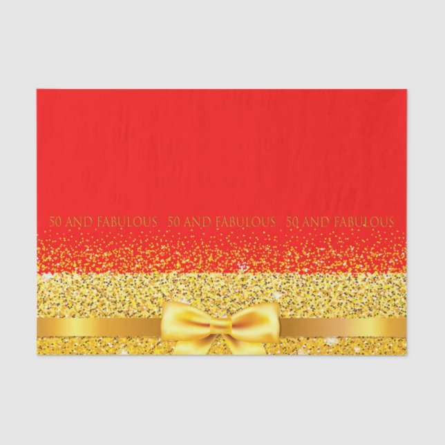 Papel De Seda 50 y fabuloso rojo dorado elegante (Anverso)