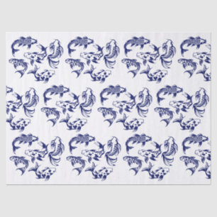 Papel De Seda 5 peces koi Karp DIY colores azul