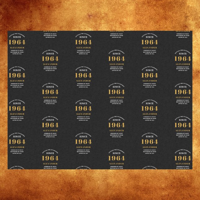 Papel De Seda 60.ª Moda de oro negro 1964 Elegante ( Celebrate the journey of the vintage years with our 60th Birthday 1964 Black, Gold and Chic )