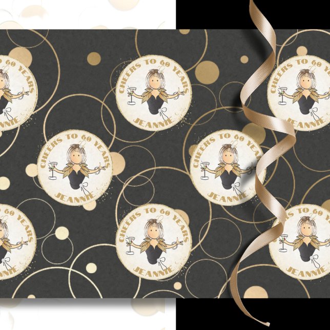 Papel De Seda 60.º cumpleaños Funny Fab Black Gold Birthday (Subido por el creador)