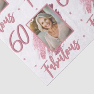 Papel De Seda 60 y Fabuloso Brillo Rosa Foto Cumpleaños 60