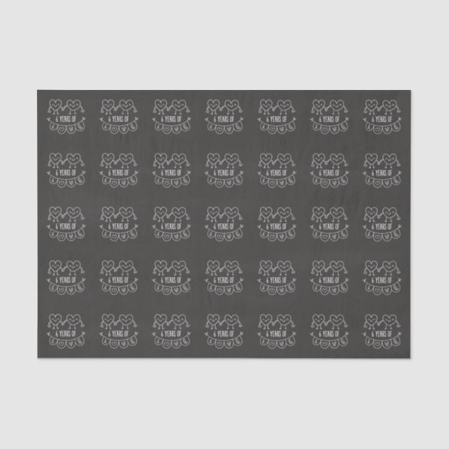 Papel De Seda 6.º Aniversario Gift Chalk Hearts (Anverso)