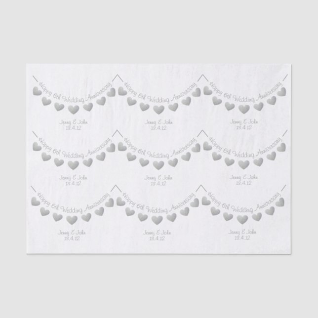 Papel De Seda 6.º Boda Aniversario de hierro (Anverso)