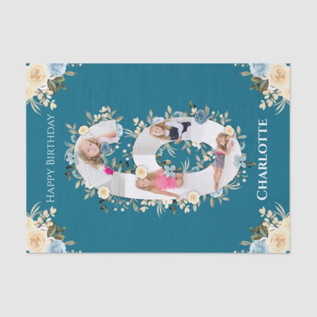 Papel De Seda 6.º Collage de fotos de cumpleaños flor amarilla a (Anverso)