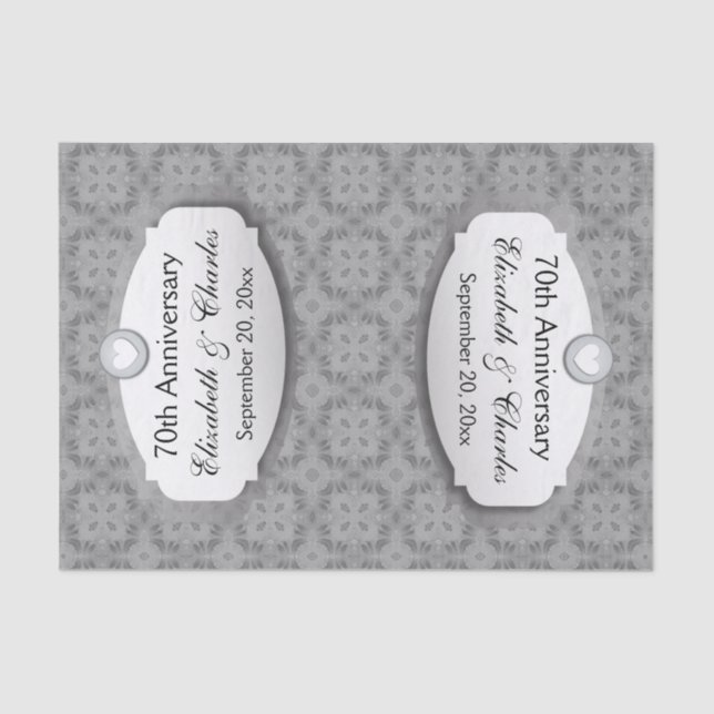 Papel De Seda 70 Aniversario Boda Platinum Z03 (Anverso)