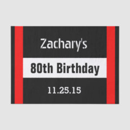 Papel De Seda 80.º cumpleaños negro con Personalizado de marco r